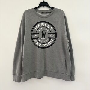 Harley Davidson Mens XL Slim Graphic Crewneck Sweatshirt Biker Motorcycle Skull